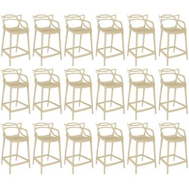 Imagem de Kit 18 Banquetas Média Allegra 66cm Design Cozinha/bancada - Nude
