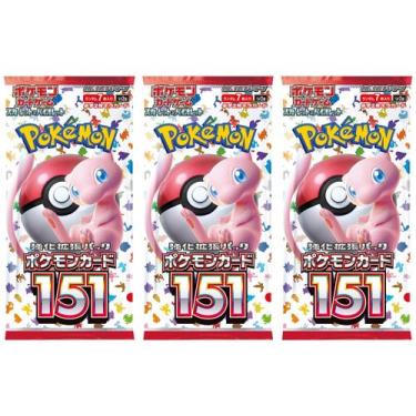 Imagem de (3 pacotes) Jogo de cartas Pokémon japonês 151 Sv2a Booster Pack - Pok
