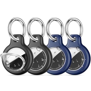 Imagem de Pacote com 4 suportes para Airtag, porta-chaves à prova d'água compatível com Air Tag, suporte antiarranhões para AirTags, acessórios para localizador de itens GPS, bagagem, bolsas, crianças, cores