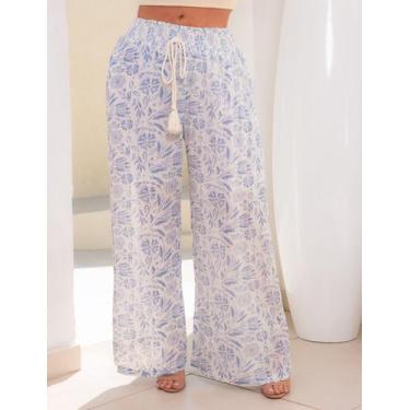 Imagem de Calça pantalona feminina indiana b8585 - Deeyaa Indiana, Azul, Unico