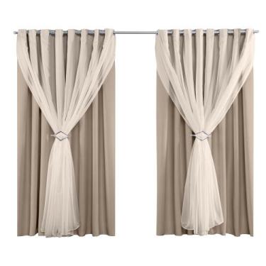 Imagem de Cortina blackout em tecido com voal liso e fivelas 6m largura x altura