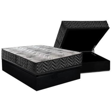 Imagem de Cama Box Baú Casal: Colchão Espuma D45 Paropas Pasquale Wave Black + B