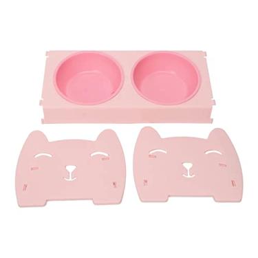 Imagem de Tigelas para Gatos, Tigelas Elevadas para Comida de Gato, Tigelas para Animais de Estimação, Tigelas Com Suporte para Gatos Internos (Rosa)