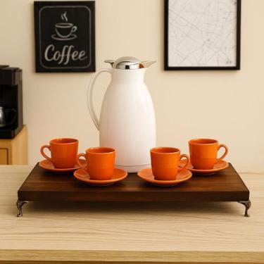 Imagem de Bandeja Decorativa Rustica Com Pezinho Grande Madeira Decoração Mesa B