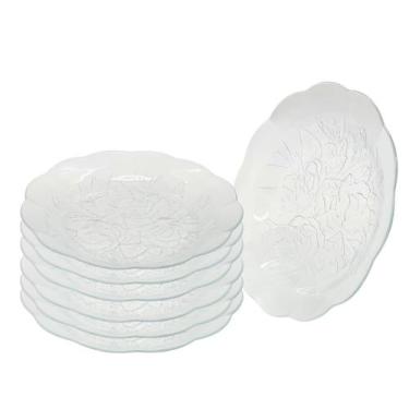 Imagem de Jogo 6 Pratos Fundos De Vidro Transparente Rosas 22 Cm - CLICK HOUSE