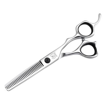 Imagem de Fenice Peak Tesoura profissional para afinar o cabelo, tesoura texturizadora de barbeiro de 15 cm, com borda afiada, tesoura de cabelo 440C mais fina com design ergonômico para salão de beleza e uso