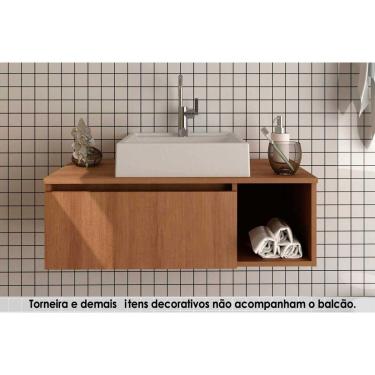 Imagem de Conjunto de Banheiro Balcão Suspenso BN3601 c/ Cuba BN3600 80cm Amêndoa - Tecno Mobili