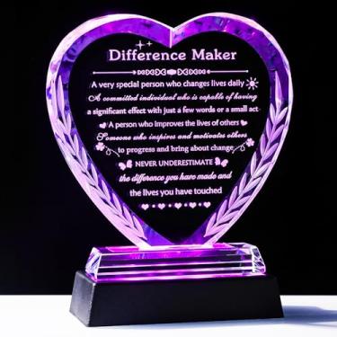 Imagem de YWHL Presentes Difference Maker, placa de cristal com base de LED colorida, agradecimento, presentes para colegas de trabalho, empregado, chefe, mulheres, homens, fabricante de diferenças