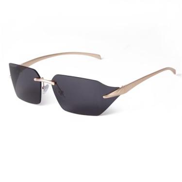 Imagem de Óculos de sol sem aro da moda retrô, envolventes, para mulheres e homens, óculos de sol para festa rave, C5 dourado e cinza, ÓCULOS
