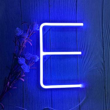 Imagem de ENUOLI Letreiros de LED azul neon luz noturna bateria ou letreiro LED operado por USB, letras neon arte decorativa, decoração de parede para quarto de bebê, decoração de festa de casamento de Natal