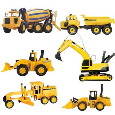 Imagem de Caminhões Tratores de Obra Brinquedo Meninos Miniatura - Roma Brinqued