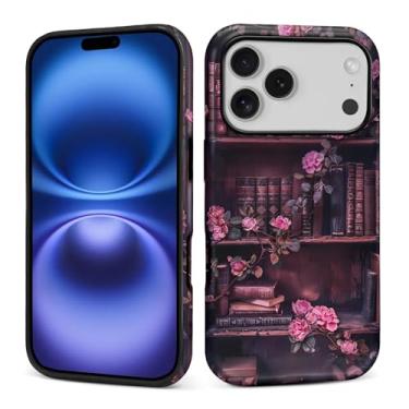 Imagem de DAIZAG Capa para iPhone GGG Pro, design misto de 2 camadas, à prova de choque, TPU macio, proteção dupla para iPhone GGG Pro-Vintage Bookshelf Rose