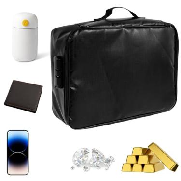 Imagem de Bolsa de documentos à prova de fogo, caixa de documentos à prova de fogo, organizador de arquivos de 3 camadas à prova d'água com trava e zíper, estojo de armazenamento de arquivos à prova de fogo
