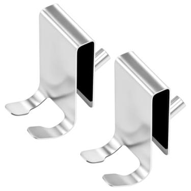 Imagem de LZVXTYM 2 ganchos de toalha dupla face sobre a porta, gancho de toalha de porta de chuveiro, cabide de roupão de banho de aço inoxidável com almofada de esponja antiderrapante, suporte para portas de