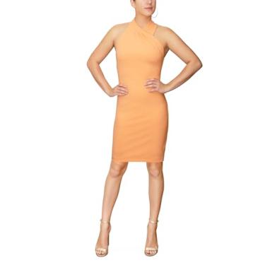 Imagem de RACHEL Rachel Roy Vestido feminino Harland elegante sem mangas, colado ao corpo, colado ao corpo, para coquetéis, Nectarina, P