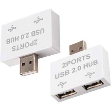 Imagem de Hub USB 2.0, divisor USB 1 para 2 adaptadores de saída - pacote com 2, expansores USB de 2 portas, carregamento rápido e transferência de dados de 480 Mbps para MacBook Air, Mac Mini, Tab, impressora