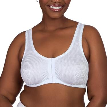 Imagem de Leading Lady Sutiã de lazer sem fio com fecho frontal Marlene – Confortável Plus Size, Branco, 46B/D