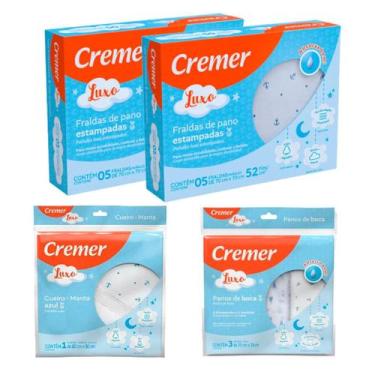 Imagem de Kit Com 2 Fraldas Azul Pano De Boca Azul Cueiro Azul Cremer