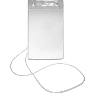 Imagem de Crachá Com Cordão Transparente Vertical 12x8cm 50un Romitec