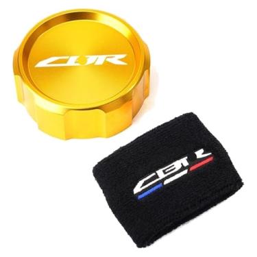 Imagem de Compatível com CBR 1000RR 1000 RR 2005-2018 Tampa de Enchimento de Óleo de Motocicleta Cilindro Mestre Tampa do Reservatório de Fluido de Freio Meia CBR1000RR (conjunto de 2 peças) Dourada