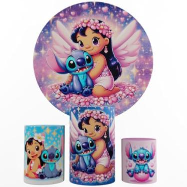 Imagem de Kit Decoração Festa, Painel Stitch + Trio Capas De Cilindros (Color 14)