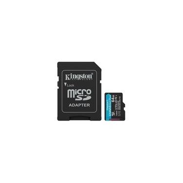Imagem de MicroSD Kingston, 64GB, microSDXC Canvas Go Plus, Gen4, com adaptador - SDCG4/64GB