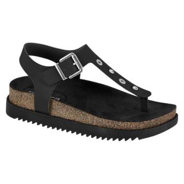 Imagem de Sandalia Feminina Papete Dedo Fivela Moleca Original 5500114, Preto, 3
