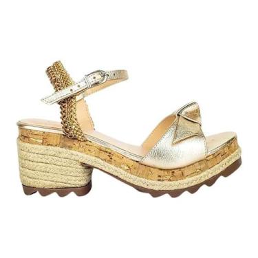 Imagem de Sandália Feminina Plataforma Moda Casual Couro Legítimo Confortável - 