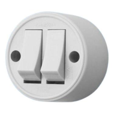 Imagem de Interruptor sobrepor 2 teclas simples fame 10a cinza