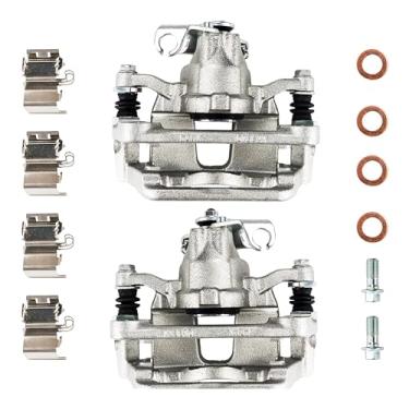 Imagem de Conjunto de pinça de freio a disco traseiro com suporte para Chrysler Town & Country para Ram C/V para Routan para Dodge Grand Caravan com freios resistentes com pistão duplo 18B5398 18B5399