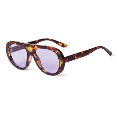 Imagem de Óculos de sol retrô com armação plana e casco de tartaruga, feminino e masculino, vintage, azul (9)