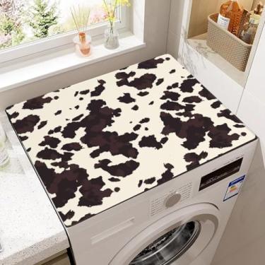 Imagem de Almofada de capa contra poeira para máquina de lavar com estampa de vaca ocidental, capas de lavadora e secadora antiderrapantes para a parte superior, tapete protetor para lavadora e secadora