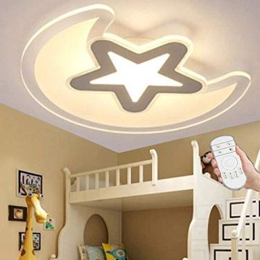 Imagem de Luzes de teto Modernas Lâmpada de teto LED para estrelas e lua Iluminação de teto para meninos e meninas Quarto infantil Luzes pendentes ultrafinas para uso doméstico com controle remoto esc