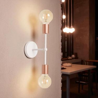 Imagem de Plafon Arandela Sputnik Tubic Sala Banheiro Quarto Metal Vintage Estrutura Aluminio (BRANCO-ROSE)