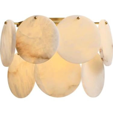 Imagem de Luminária de parede Luminária de parede de alabastro Luminária de parede moderna com detalhes em latão E14 para quarto Sala de estar Banheiro