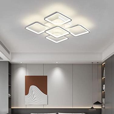 Imagem de Luminária de teto LED regulável com controle remoto, lustre moderno de acrílico quadrado Sdesign, luminária de teto embutida para iluminação de teto de quarto/5 cabeças