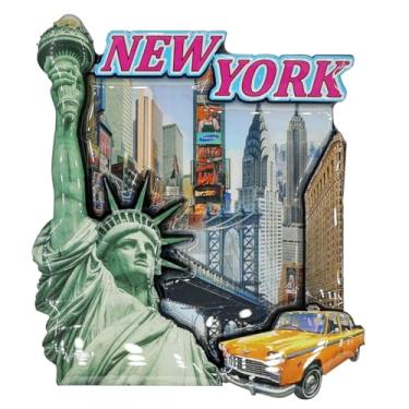 Imagem de Ímã epóxi de madeira para táxi Estátua da Liberdade de Nova York 8,9 cm x 7,6 cm x 1 cm