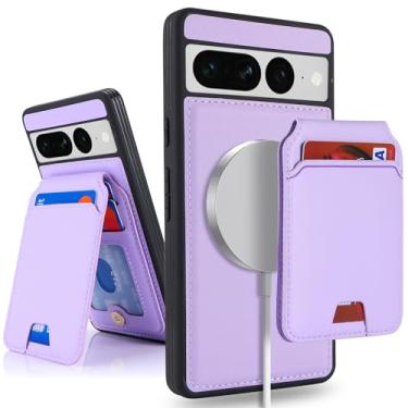 Imagem de SailorTech Capa para Google Pixel 7 Pro com suporte para cartão de crédito, serve para Pixel 7 Pro, capa de couro para mulheres, carteira compatível com carteira removível 2 em 1 para homens - roxa