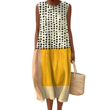 Imagem de Vestido maxi feminino Akivide com estampa floral boho de verão com bol