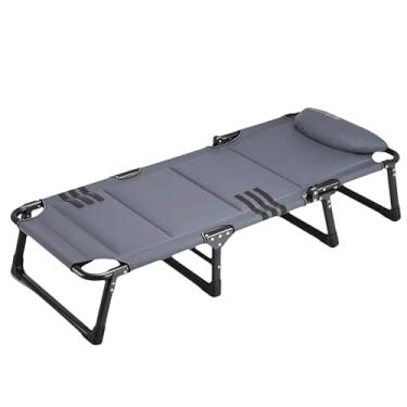 Imagem de Cama de acampamento dobrável de tecido Oxford com travesseiro, altura ajustável, cama dobrável portátil para escritório ao ar livre