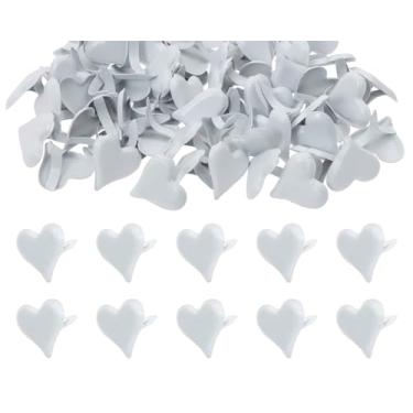 Imagem de ONLYKXY 60 peças de brads extravagantes em forma de coração para artesanato em papel, prendedores de metal, pinos divididos, pequenos suportes para cartões de fotos, projeto de escritório, escola