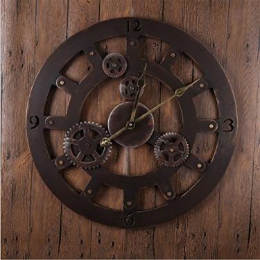 Imagem de Relógio de parede retrô Gear relógio de metal para sala de estar bar diâmetro 60 cm