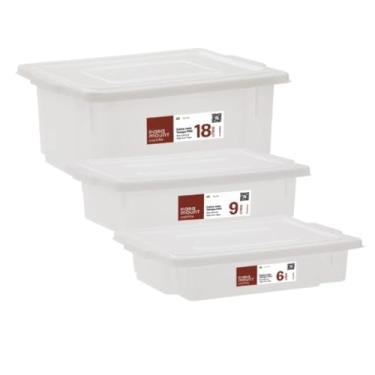 Imagem de Kit 3 Caixa Alimentícia Com Tampa Multiuso Frigorífica 6l + 9l + 18l