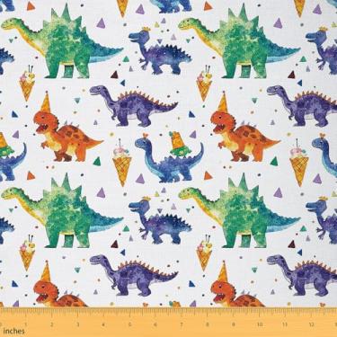 Imagem de Feelyou Tecido de dinossauro impermeável para ambientes externos 2 jardas selva tecido estofado para cadeiras para crianças, meninos, meninas, desenho animado, tecido de dinossauro, da The Yard