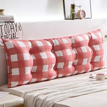 Imagem de Almofada de cunha trespassada dupla almofada de encosto de algodão lavado, almofada estofada macia para cabeceira de cabeceira, suporte de leitura, almofada lombar-f 200 cm (79 polegadas) (C 100 cm