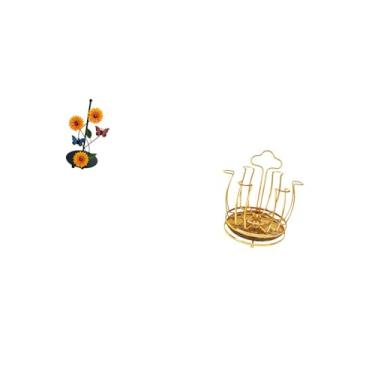 Imagem de Fenteer Organizador Vertical para Secar Lenços E Copos Inspired, Suporte Antiderrapante para Papel Toalha E Canecas com Suporte de Metal Giratório de 360 ​​gr