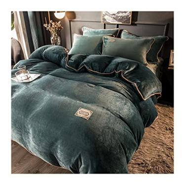 Imagem de Conjunto de capa de edredom de pelúcia de veludo ultra macio e quente de dois lados, luxuoso, aconchegante, flanela, coleção de roupa de cama, capa de edredom completa (cor: H, tamanho: 1 peça 200 x
