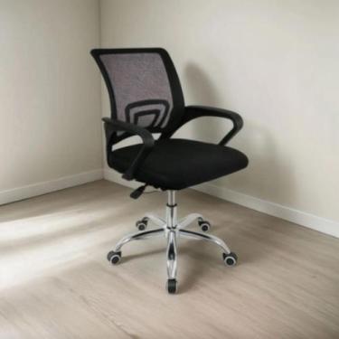 Imagem de Cadeira Executiva Preta Mesh Giratória Office c/Base Cromada - ZKS