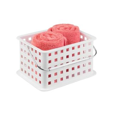 Imagem de iDesign Cesta de chuveiro portátil com alça para dormitório universitário ou banheiro - Branco - Feito nos EUA