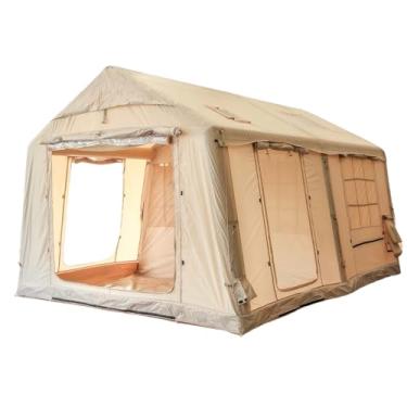 Imagem de Hikersky Barraca inflável para acampamento, fácil instalação com bomba manual, barraca de ar portátil de 4 estações, em Oxford impermeável, uso ao ar livre para 4/6 pessoas